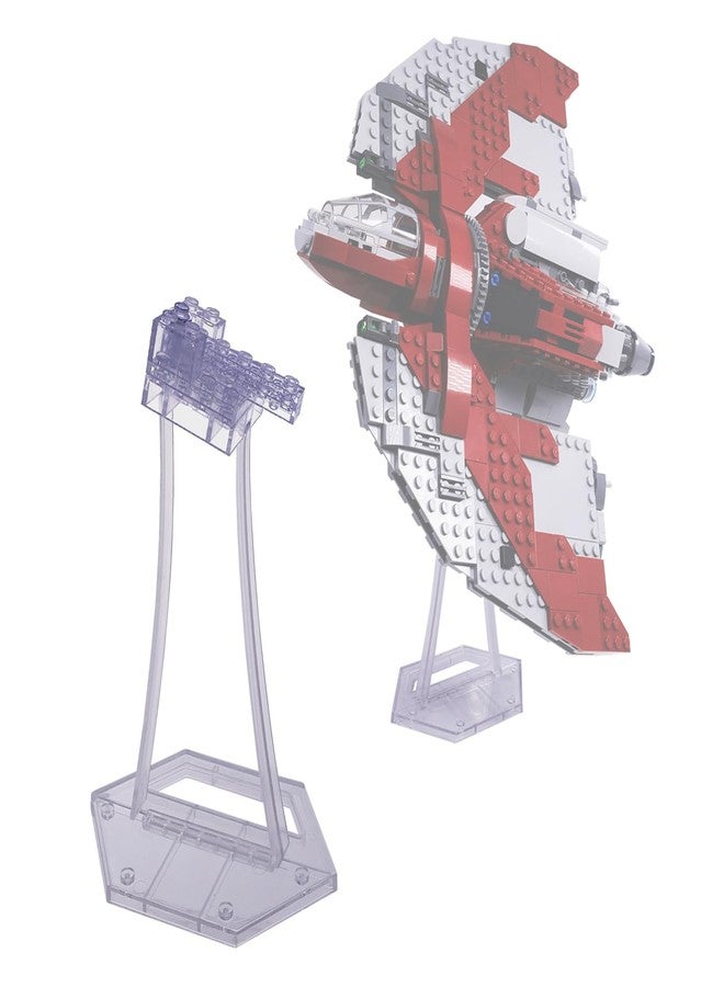 BrickVisions Display Stand for Lego 75362 Ahsoka Tano’s T-6 Jedi Shuttle. Plastic Transparent Angled Display Stand only. - Image 1
